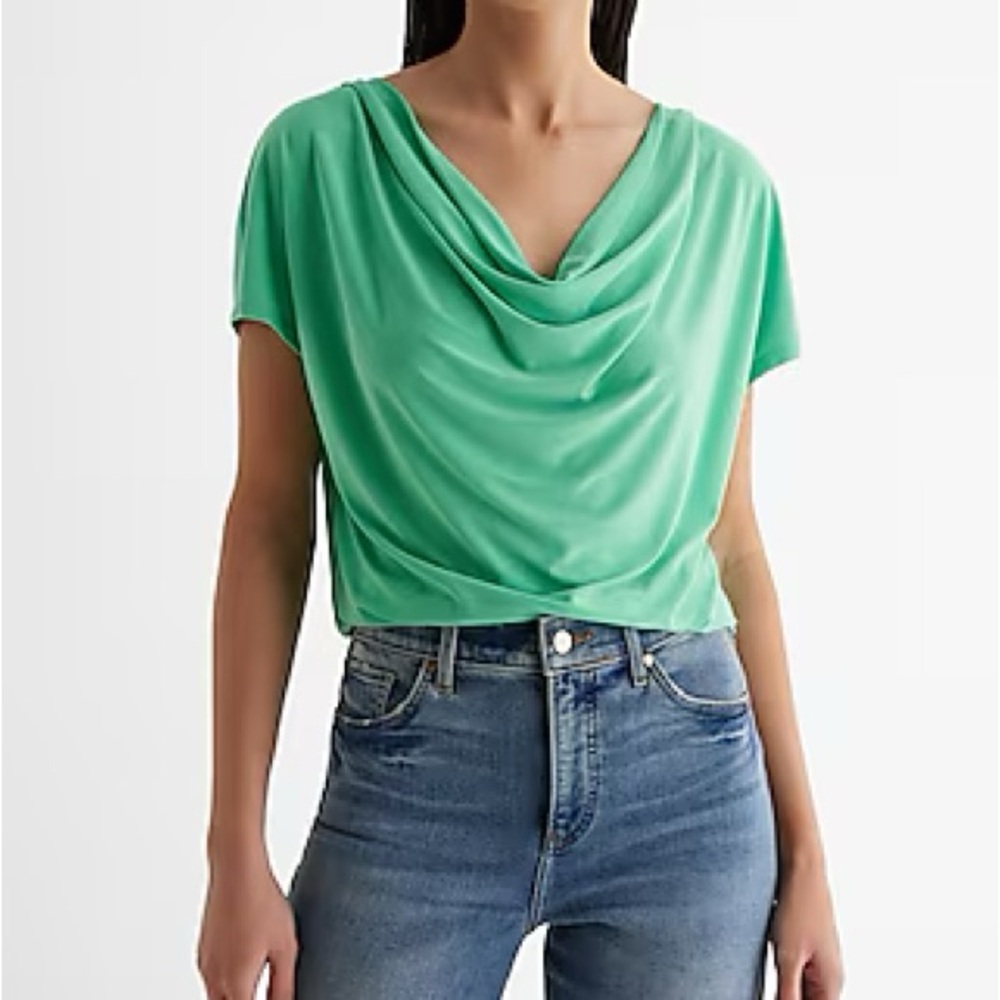 Draped Cowl Neck Short Sleeve Tee